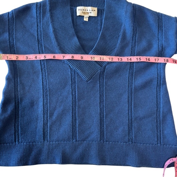 Derek Lam Denim Women’s 100% Wool V-Neck Sweater Boxy Knit Blue Size XS - Picture 9 of 10